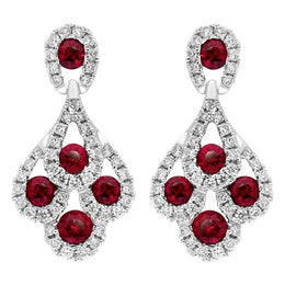 18ct White Gold Ruby and Diamond Peacock Earrings, HBM-130