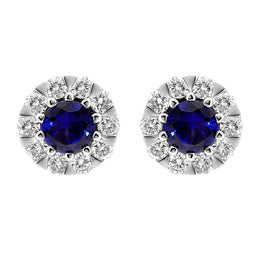 18ct White Gold Sapphire Diamond Two Piece Gift Set, S148 earrings