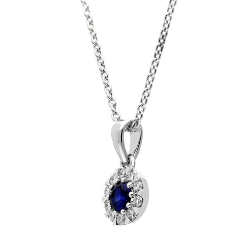 18ct White Gold Sapphire Diamond Two Piece Gift Set, S148 pendant side