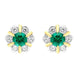 18ct White Yellow Gold 0.18ct Emerald 0.28ct Diamond Cluster Stud Earrings FEU-2286