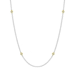 18ct White and Yellow Gold Diamond Long Necklet