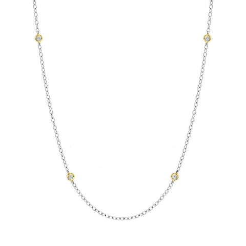 18ct White and Yellow Gold Diamond Long Necklet