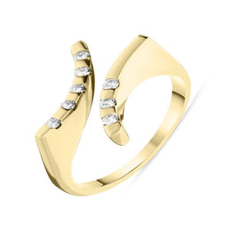 18ct Yellow Gold 0.17ct Diamond Double Curved Ring R235