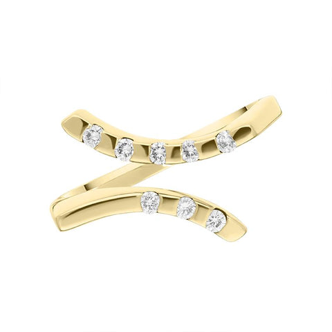 18ct Yellow Gold 0.17ct Diamond Double Curved Ring R235