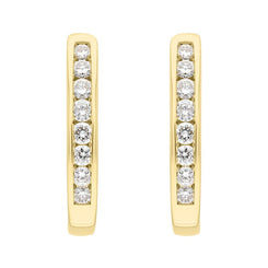 18ct Yellow Gold 0.30ct Diamond Channel Set Hoop Earrings FEU-2267