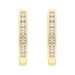 18ct Yellow Gold 0.30ct Diamond Channel Set Hoop Earrings FEU-2267