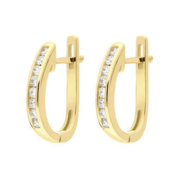 18ct Yellow Gold 0.30ct Diamond Channel Set Hoop Earrings FEU-2267