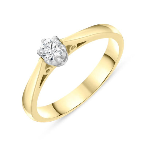 18ct Yellow Gold 0.30ct Diamond Platinum Claw Set Solitaire Ring DR8CWS