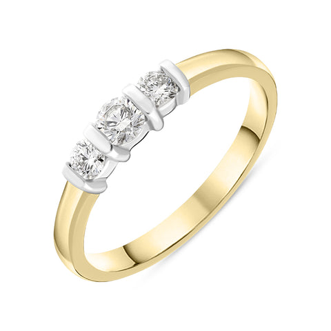 18ct Yellow Gold 0.35ct Diamond Trilogy Bar Set Ring, FEU-2311