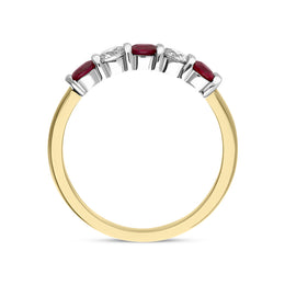 18ct Yellow Gold 0.62ct Ruby Diamond Half Eternity Ring, FEU-2007.