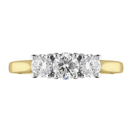 18ct Yellow Gold 1.03ct Diamond Trilogy Ring, FEU-1810.