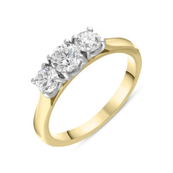 18ct Yellow Gold 1.03ct Diamond Trilogy Ring, FEU-1810.