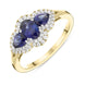 18ct Yellow Gold 1.05ct Sapphire 0.22ct Diamond Pear Cluster Ring FEU-2275