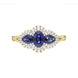 18ct Yellow Gold 1.05ct Sapphire 0.22ct Diamond Pear Cluster Ring FEU-2275