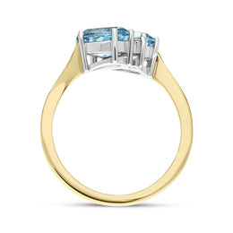 18ct Yellow Gold 1.36ct Aquamarine Diamond Twist Ring, FEU-1270_3