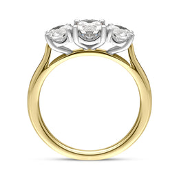 18ct Yellow Gold 1.53ct Diamond Brilliant Cut Trilogy Ring, FEU-1769.