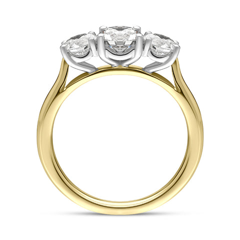 18ct Yellow Gold 1.53ct Diamond Brilliant Cut Trilogy Ring, FEU-1769.