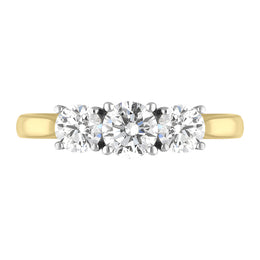 18ct Yellow Gold 1.53ct Diamond Brilliant Cut Trilogy Ring, FEU-1769.