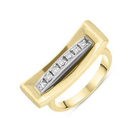 18ct Yellow Gold Diamond Contemporary Oblong Ring, R240.