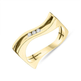 18ct Yellow Gold Diamond Open Band Wave Ring