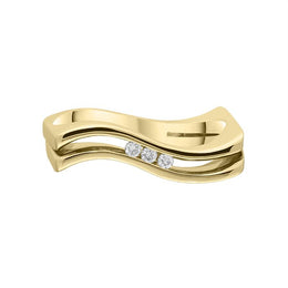 18ct Yellow Gold Diamond Open Band Wave Ring