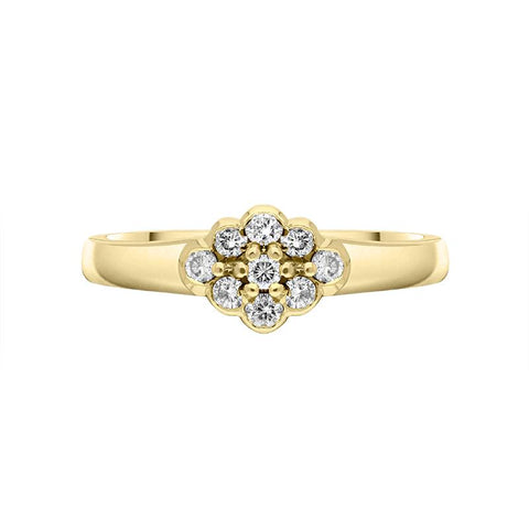 18ct Yellow Gold Diamond Rhombus Shape Cluster Style Ring 18 4195D