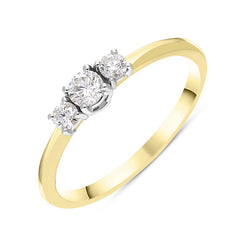 18ct Yellow Gold Diamond Three Stone Ring, BLC-318