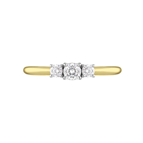 18ct Yellow Gold Diamond Three Stone Ring, BLC-318