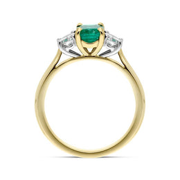 18ct Yellow Gold Emerald Diamond Emerald Cut Three Stone Ring, 40180D23_3