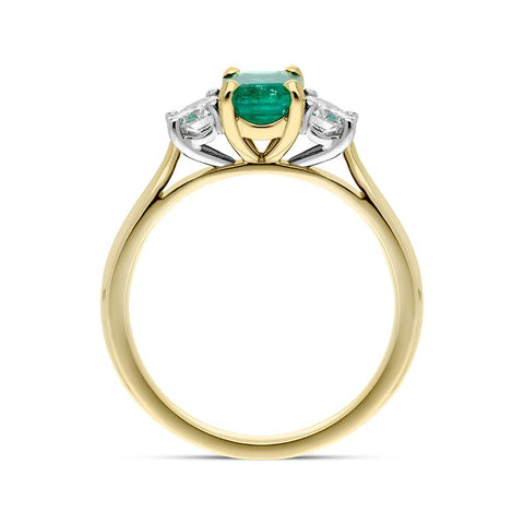 18ct Yellow Gold Emerald Diamond Emerald Cut Three Stone Ring, 40180D23_3