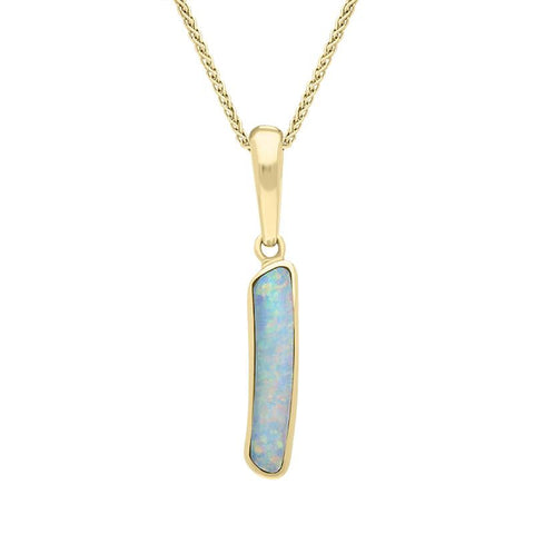 18ct Yellow Gold Opal Long Organic Oblong Necklace UPOP238