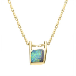 18ct Yellow Gold Opal Unique Abstract Necklace UPOP185