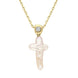 18ct Yellow Gold Pink Mother of Pearl 0.10ct Diamond Unique Cross Necklace UNQPMOPD