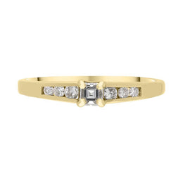 18ct Yellow Gold Princess Cut Diamond Shoulder Ring, ER269/D_2