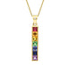 18ct Yellow Gold Rainbow Sapphire Diamond Bar Necklace, PJW-135.