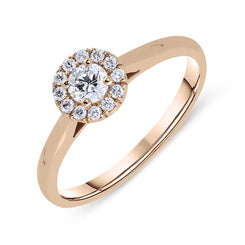 18ct Rose Gold 0.31ct Diamond Pave Round Halo Ring BLC-039