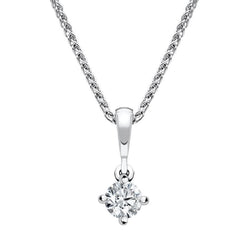 18ct White Gold 0.10ct Diamond Brilliant Cut Solitaire Necklace FEU-2179