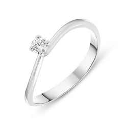 18ct White Gold 0.11ct Brilliant Cut Diamond Solitaire Twist Ring BLC-085