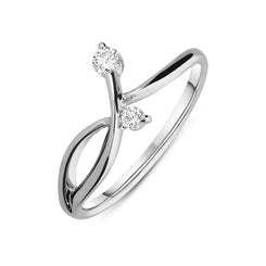 18ct White Gold 0.13ct Diamond Cross Over Vine Ring, R01036.