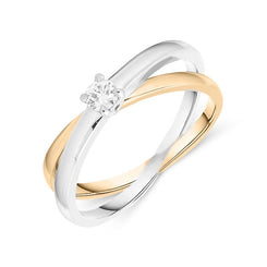 18ct White and Rose Gold 0.13ct Diamond Ring BLC-096 