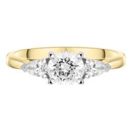 30186396 18ct Yellow Gold 0.89ct Diamond Trilogy Pear Cut Ring, FEU-2312