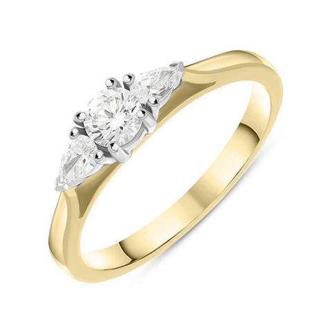 30186397 18ct Yellow Gold 0.41ct Diamond Trilogy Pear Cut Ring. FEU-2313