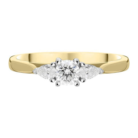 30186397 18ct Yellow Gold 0.41ct Diamond Trilogy Pear Cut Ring. FEU-2313