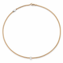 Fope Eka Tiny 18ct Rose Gold 0.19ct Diamond Necklace, 730C/PAVE. 