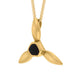 9ct Yellow Gold Whitby Jet Tri Leaf Necklace D