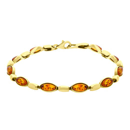 9ct Yellow Gold Amber Marquise Ten Stone Bracelet, B603