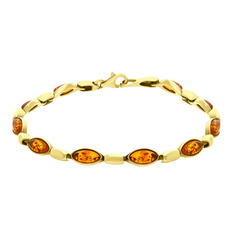 9ct Yellow Gold Amber Marquise Ten Stone Bracelet, B603