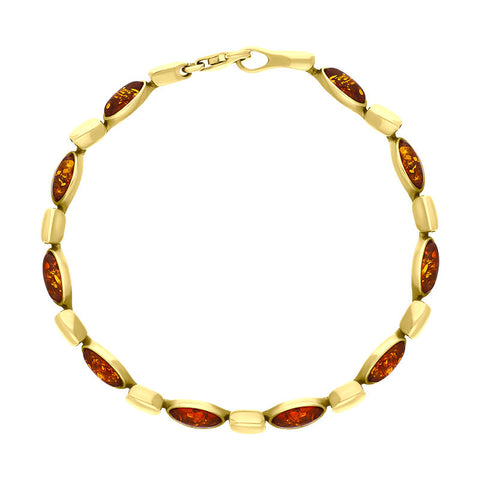 9ct Yellow Gold Amber Marquise Ten Stone Bracelet D