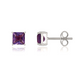 9ct White Gold Amethyst 5mm Princess Cut Claw Set Stud Earrings. 33-51-038.