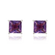 9ct White Gold Amethyst 5mm Princess Cut Claw Set Stud Earrings. 33-51-038.